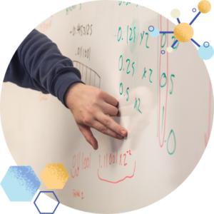 EPE pointing to an equation on a whiteboard