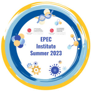 circular image with blue, yellow, and light blue border with EPEC Institute Summer 2023